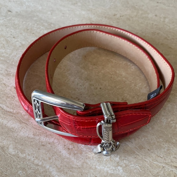 Brighton Accessories - 🎉HP🎉BRIGHTON Golf belt, Red leather croc embossed, golf keeper/charms M EUC